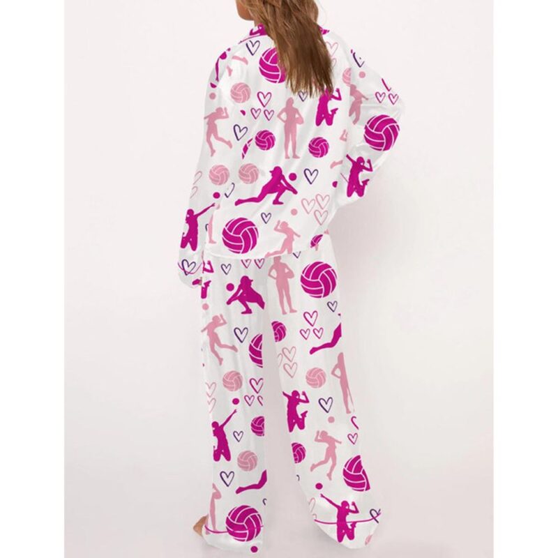 Volleyball Satin Pajama Set For Women - Image 3