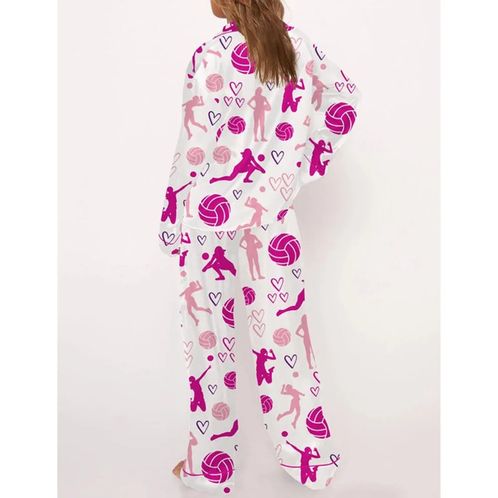 Volleyball Satin Pajama Set For Women - Image 3