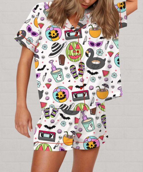Summerween Halloween Spooky Silky Satin Pajama Set