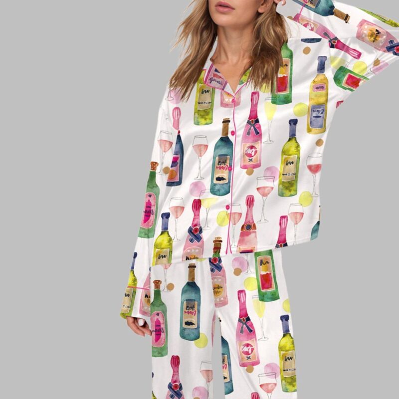 Watercolor Champagne Pajama Set For Women - Image 2