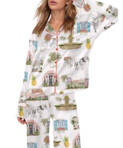 Watercolor Charleston Wedding Satin Pajama Set For Women