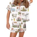 Watercolor Charleston Wedding Satin Pajama Set For Women