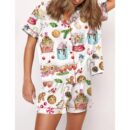 Watercolor Christmas Gingerbreads Satin Pajama Set