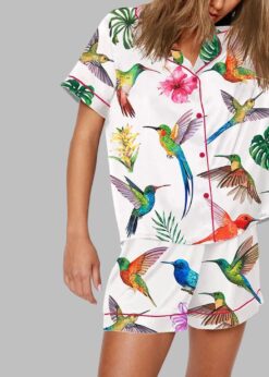 Watercolor Hummingbird Exotic Birds Pajama Set
