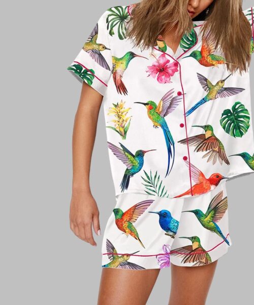 Watercolor Hummingbird Exotic Birds Pajama Set