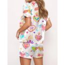 Watercolor Sacred Heart Satin Pajama Set For Women