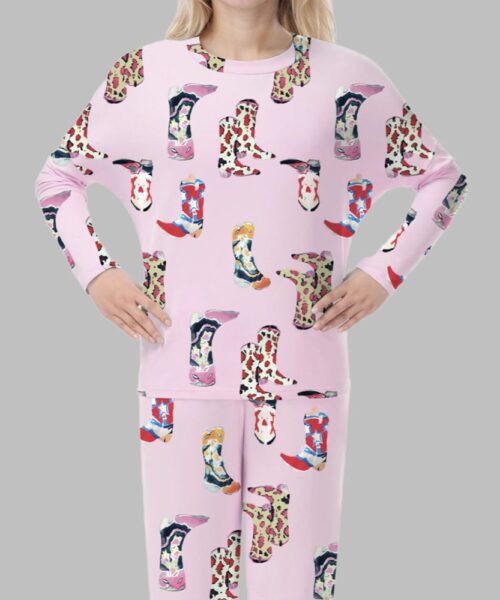 Western Cowgirl Thick Stretchy Pajama Set For Women
