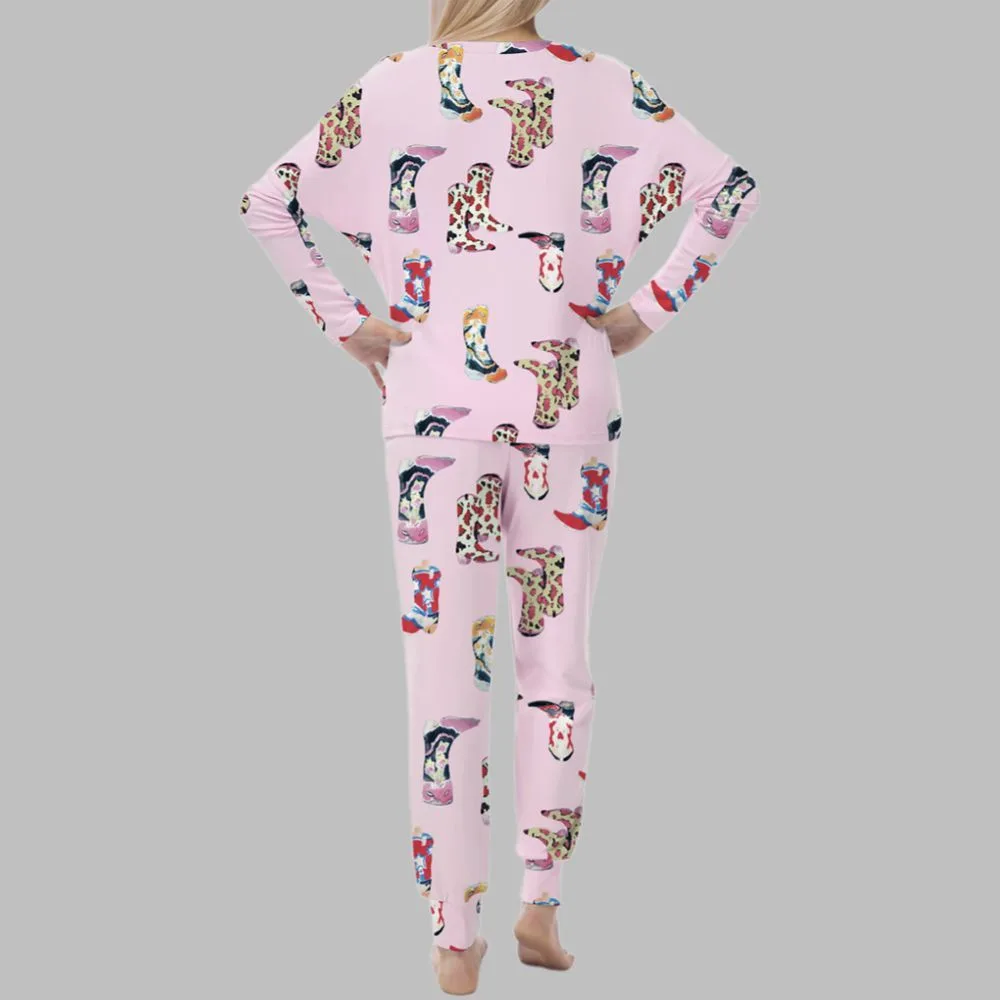 Western Cowgirl Thick Stretchy Pajama Set For Women - Image 3