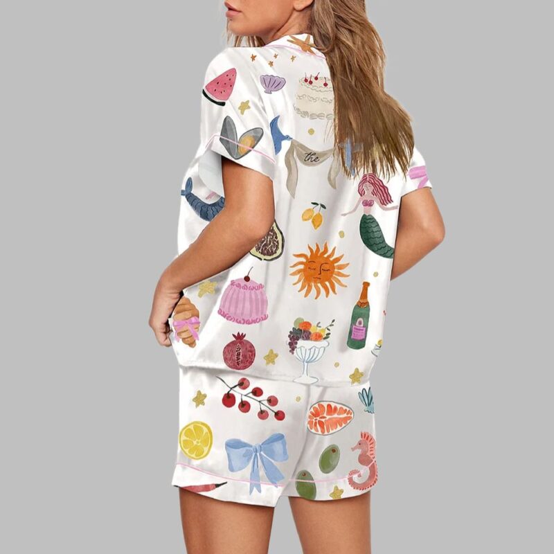 Whimsical Hand Drawn Love Print Pajama Set - Image 2