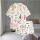 Whimsical Hand Drawn Watercolor Wedding Dolce Vita Summer Satin Pajama Set