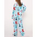 White Christmas Print Satin Pajama Set For Women