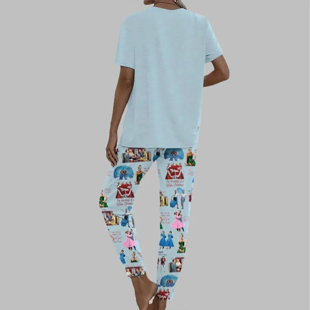 White Christmas Sisters Casual Pajama Set For Women - Image 2