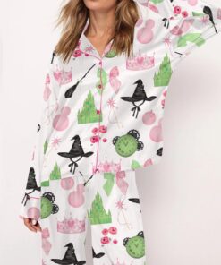 Wicked Pink And Green Satin Pajama Set