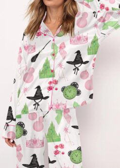 Wicked Pink And Green Satin Pajama Set