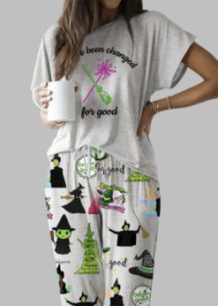Wicked Print Casual Pajama Set For Women