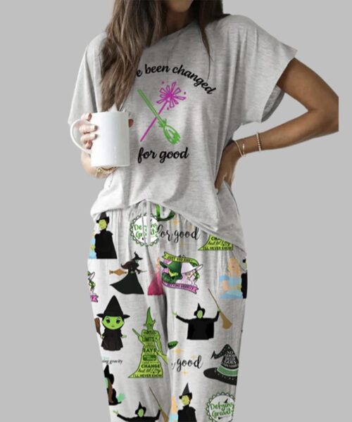 Wicked Print Casual Pajama Set For Women