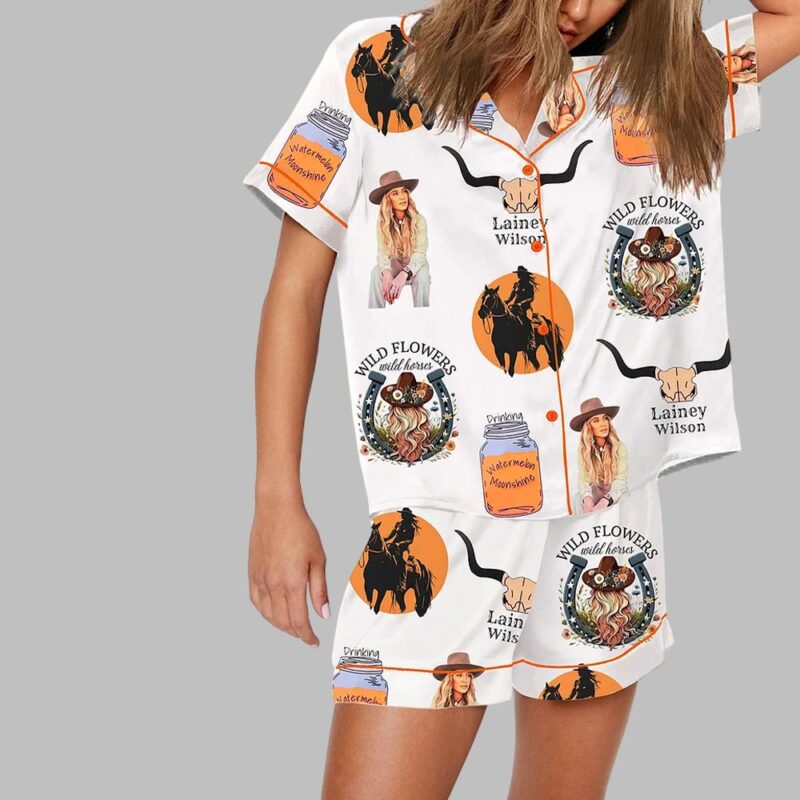Wild Flowers Wild Horses Lainey Wilson Print Pajama Set - Image 2