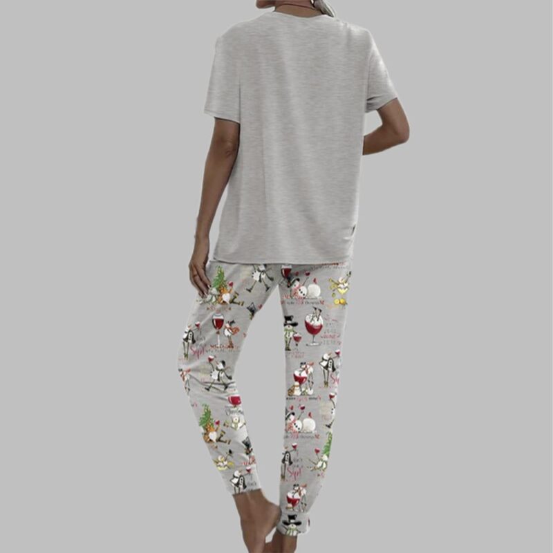Winey Snowman Casual Pajama Set For Women - Image 2