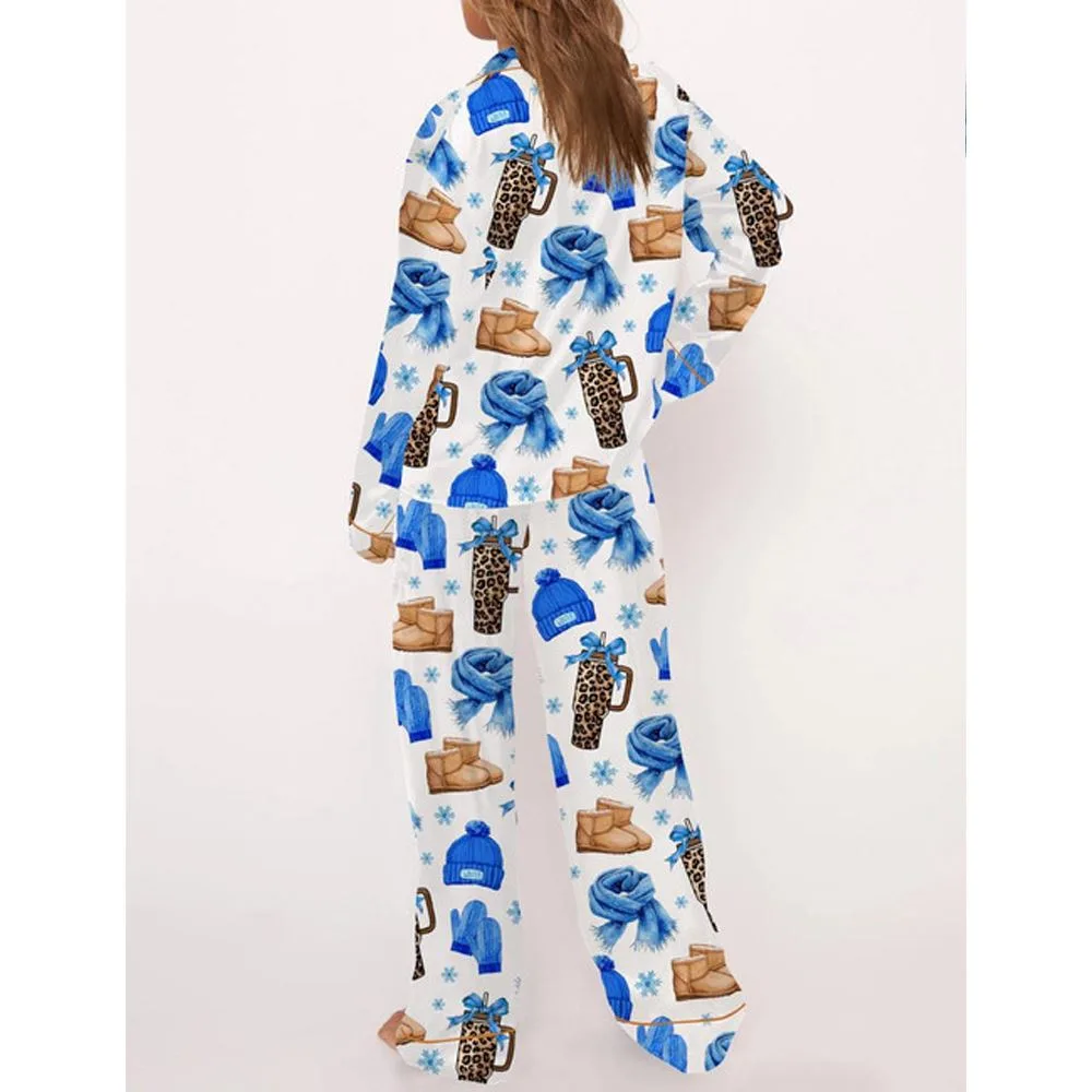 Winter Basics Satin Pajama Set For Women - Image 4