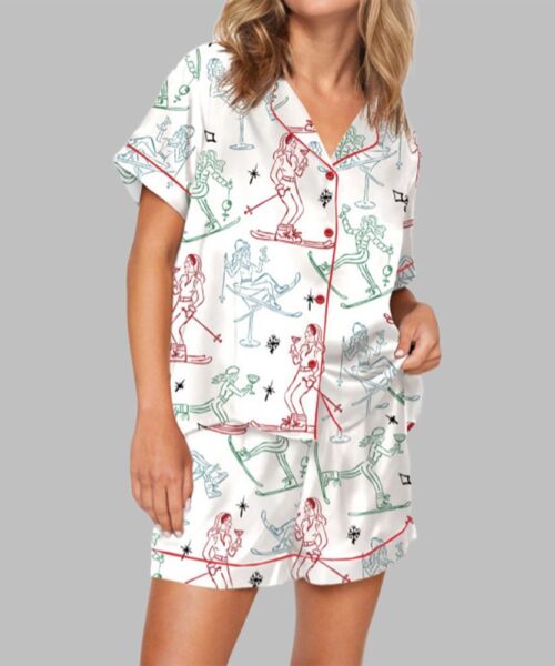 Winter Ski Martini Girls Pajama Set For Women