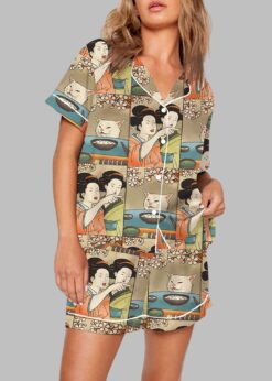 Woman Yelling at a Cat Japanese Meme Pajama Set