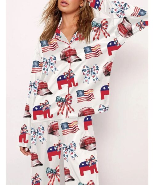 Women's Ameica Coquette Bow Pajama Set