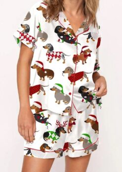 Women's Christmas Dachshund Short Sleeve Pajama Set