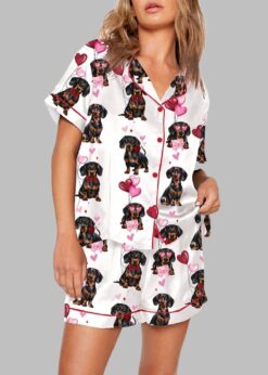 Women's Dachshund Valentines Print Pajama Set