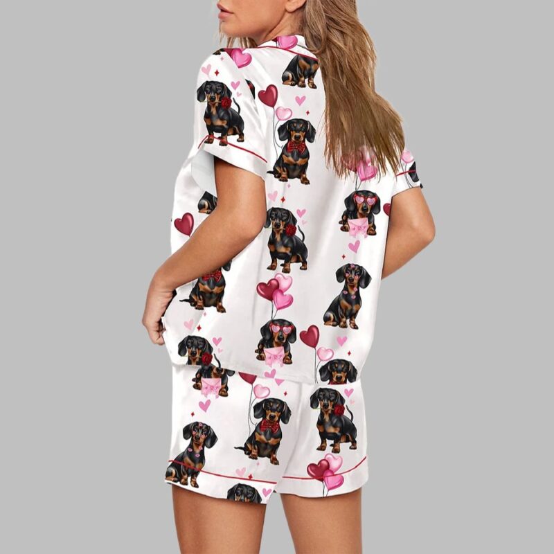Women's Dachshund Valentines Print Pajama Set - Image 2
