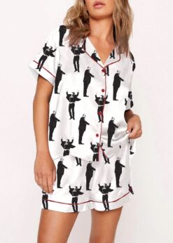 Women's Jumping Musk Print Pajama Set