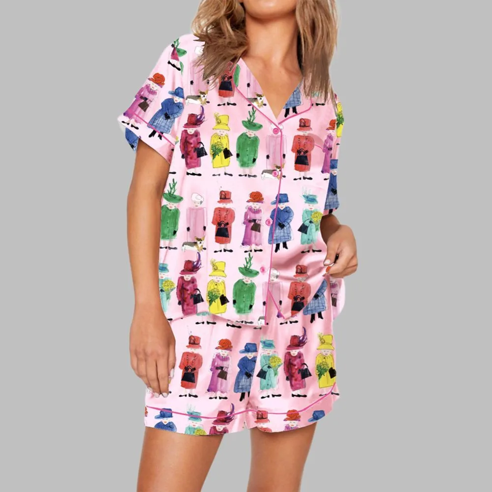 Womens Queen Elizabeth II Rainbow Pajama Set