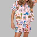 Womens Santorini Greece Travel Pajama Set