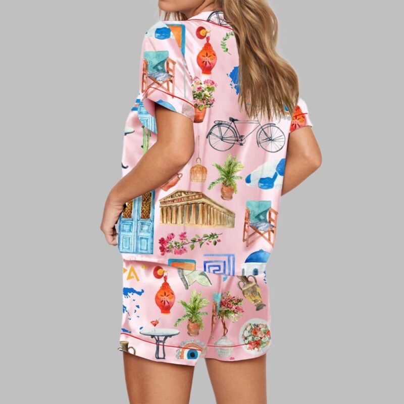Womens Santorini Greece Travel Pajama Set - Image 3