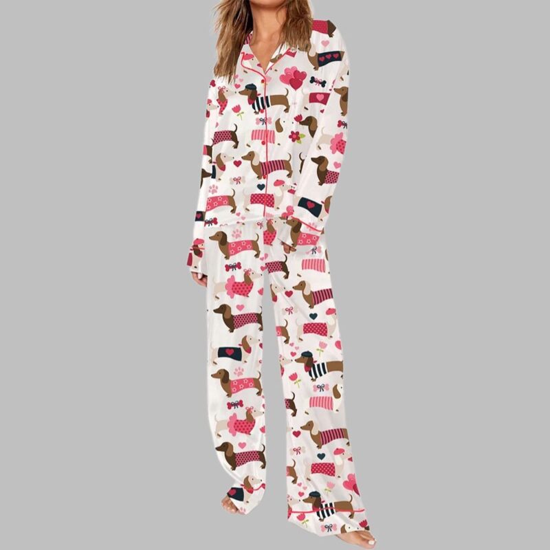 Women's Valentine Dachshund Dog Pajama Set - Image 2