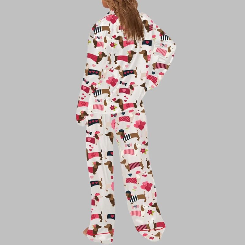 Women's Valentine Dachshund Dog Pajama Set - Image 3