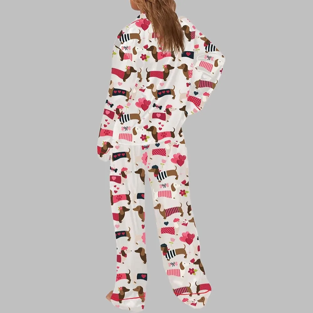 Women's Valentine Dachshund Dog Pajama Set - Image 3