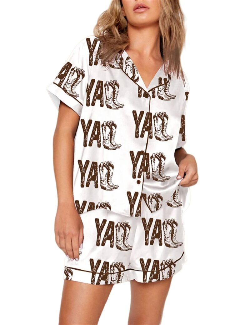 Yall Cowboy Boots Boho Western Pajama Set