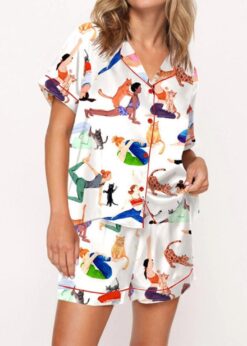 Yoga With Cat Pajama Set For Women