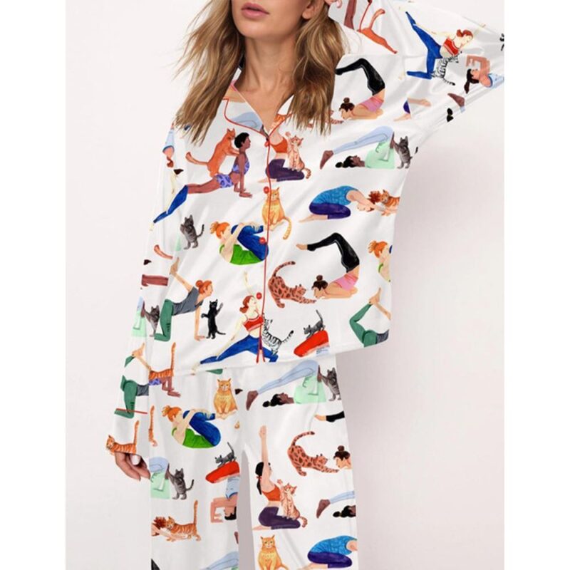 Yoga With Cat Pajama Set For Women - Image 2