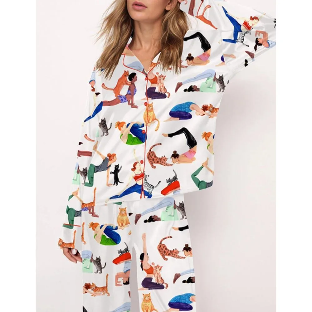 Yoga With Cat Pajama Set For Women - Image 2