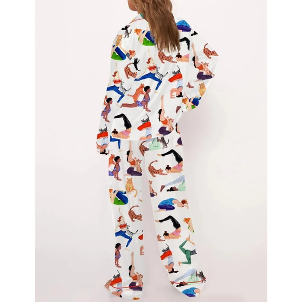 Yoga With Cat Pajama Set For Women - Image 3