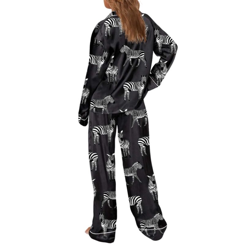 Zebra Satin Pajama Set For Women - Image 2