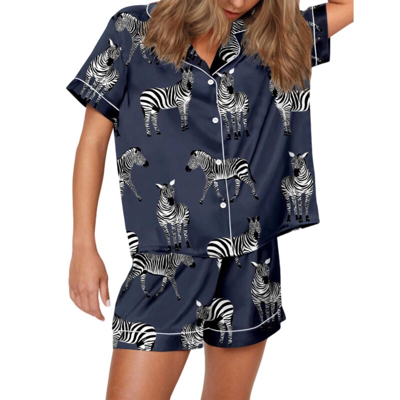 Zebra Satin Pajama Set For Women - Image 3