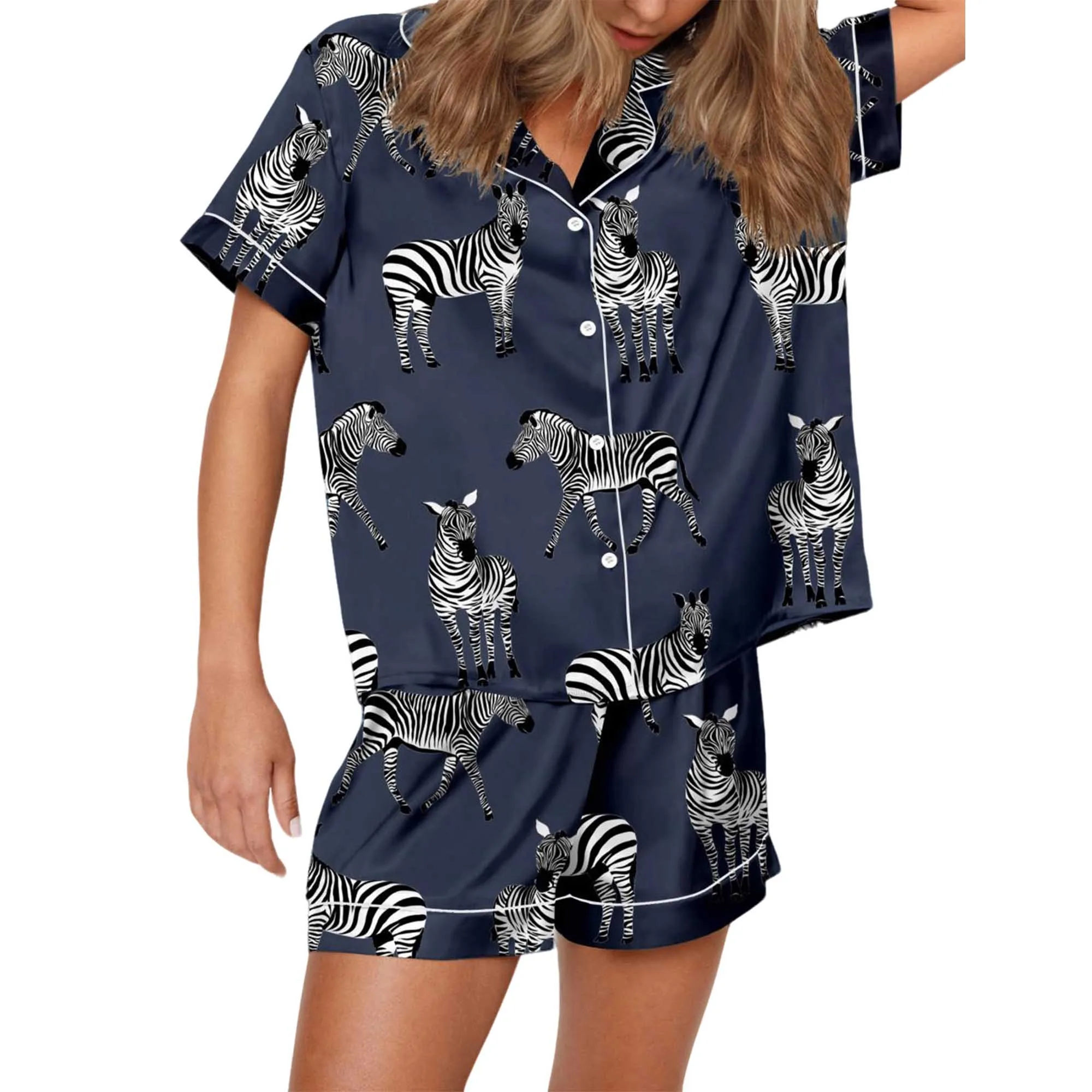 Zebra Satin Pajama Set For Women - Image 3