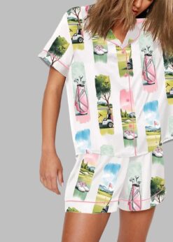 Watercolor Golf Brush Stroke Golf Lover Masters Golf Pajama Set