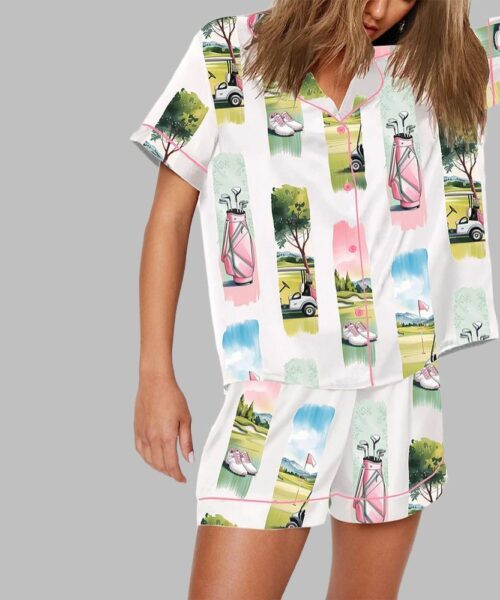 Watercolor Golf Brush Stroke Golf Lover Masters Golf Pajama Set
