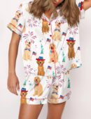 American Golden Retriever Silk Satin Pajama Set