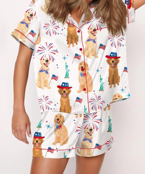 American Golden Retriever Silk Satin Pajama Set