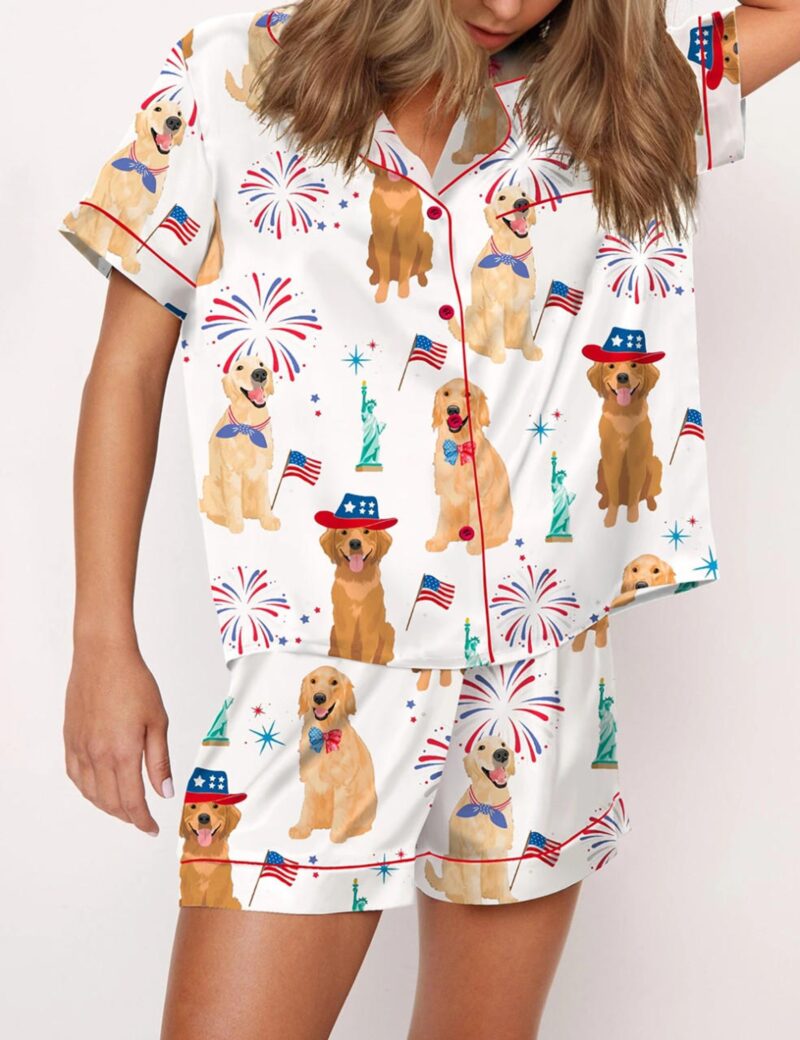 American Golden Retriever Silk Satin Pajama Set