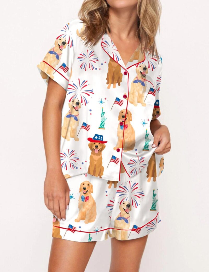 American Golden Retriever Silk Satin Pajama Set